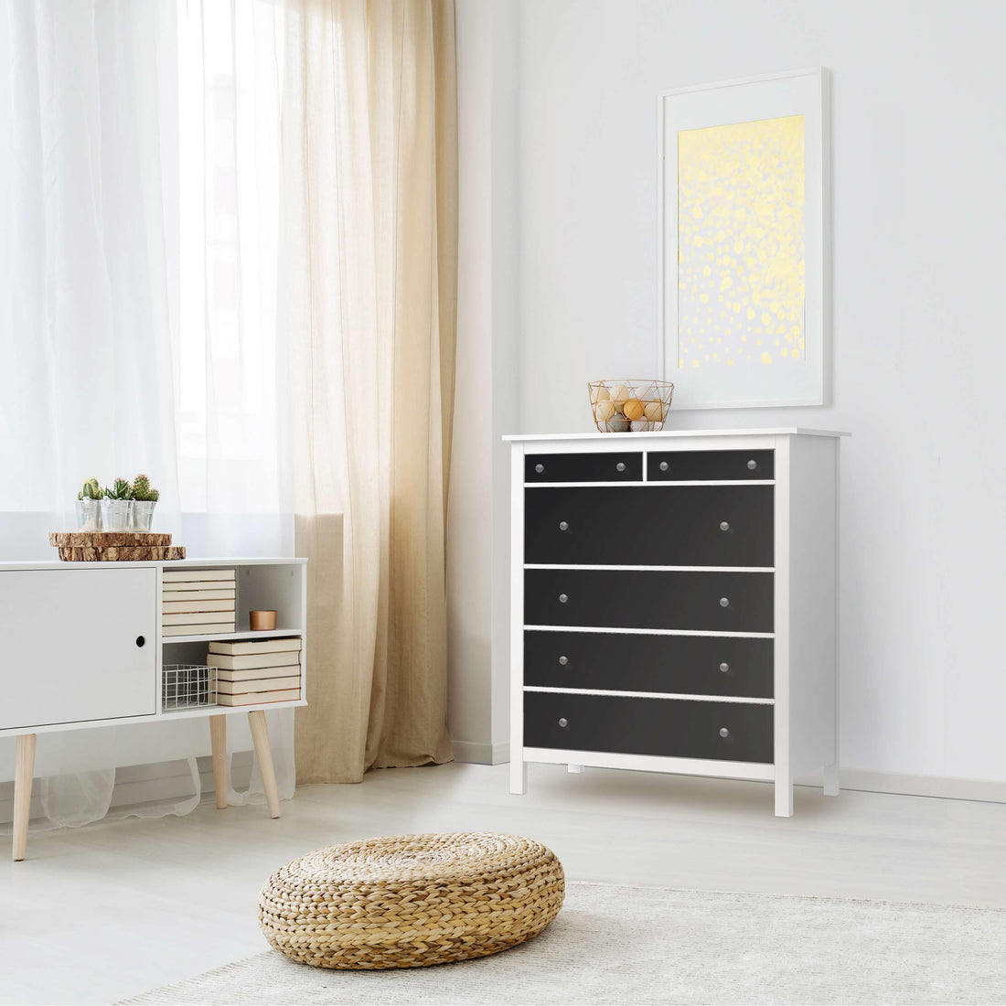 Klebefolie Schwarz - IKEA Hemnes Kommode 6 Schubladen - Wohnzimmer