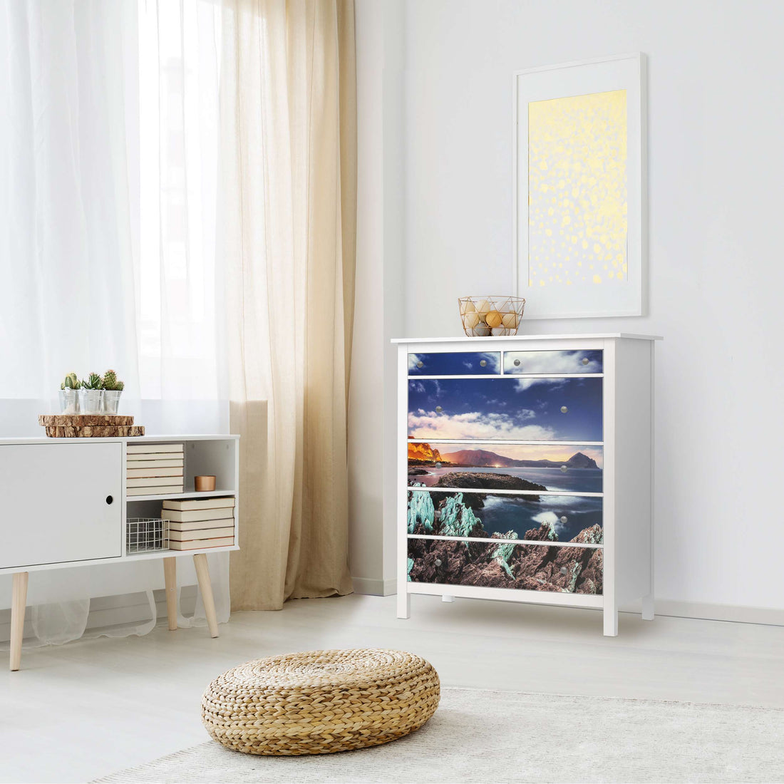 Klebefolie Seaside - IKEA Hemnes Kommode 6 Schubladen - Wohnzimmer