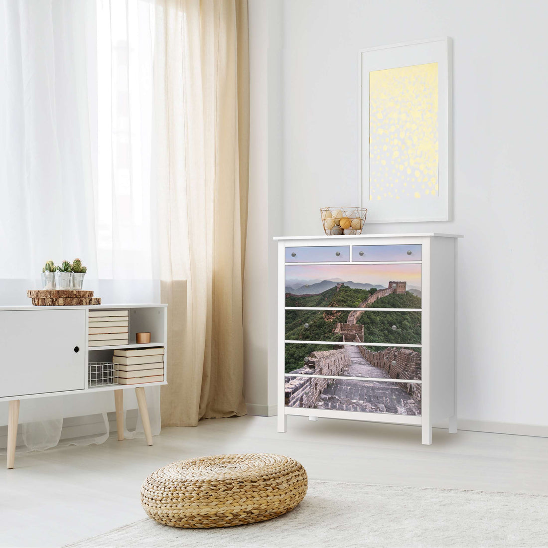 Klebefolie The Great Wall - IKEA Hemnes Kommode 6 Schubladen - Wohnzimmer
