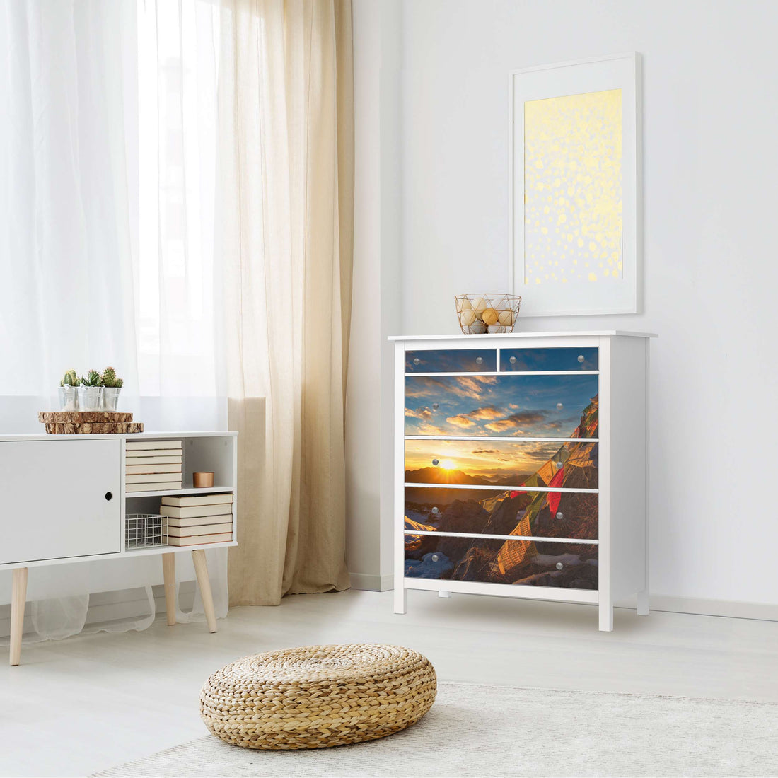 Klebefolie Tibet - IKEA Hemnes Kommode 6 Schubladen - Wohnzimmer