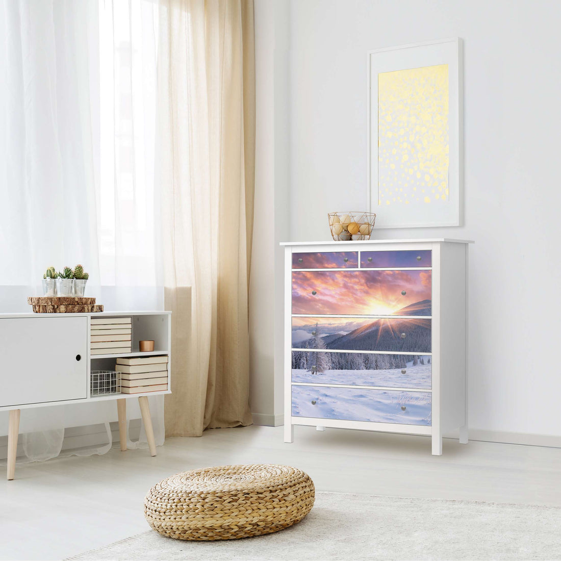 Klebefolie Zauberhafte Winterlandschaft - IKEA Hemnes Kommode 6 Schubladen - Wohnzimmer