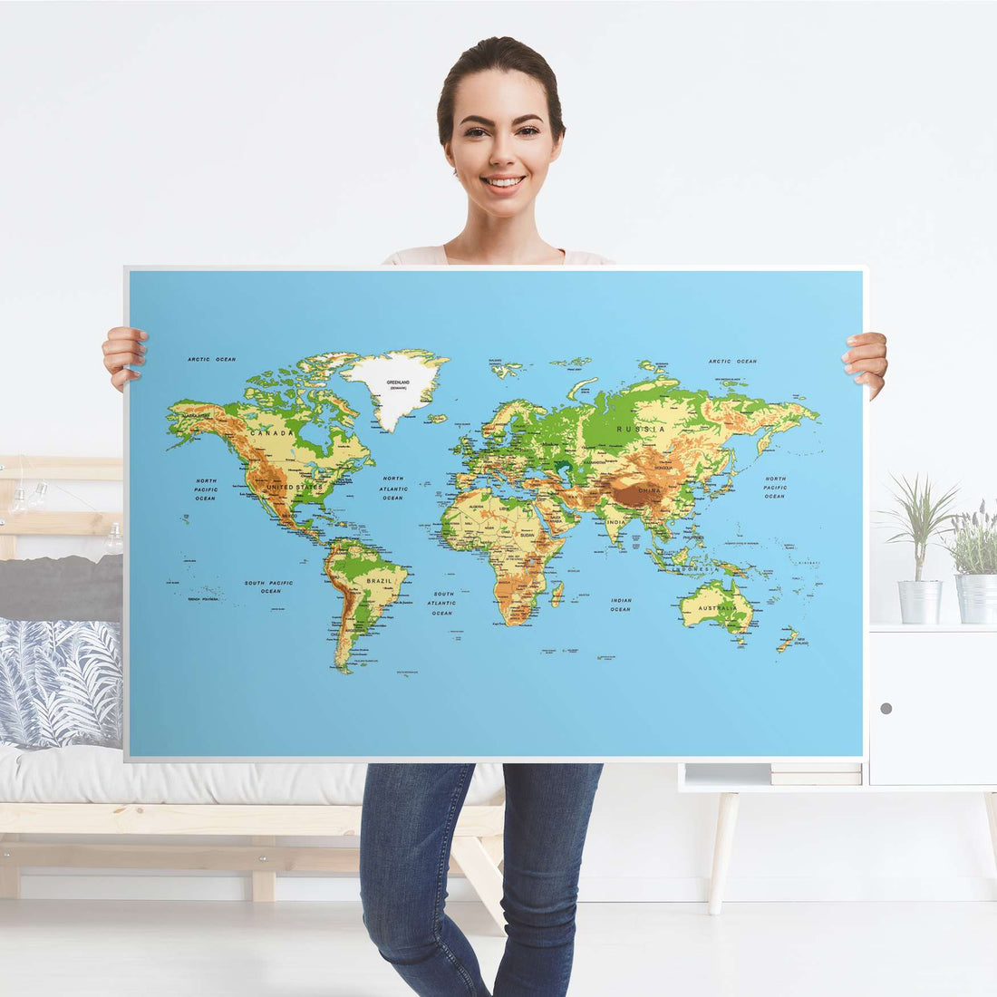 Klebefolie Geografische Weltkarte - IKEA Lack Tisch 118x78 cm - Folie
