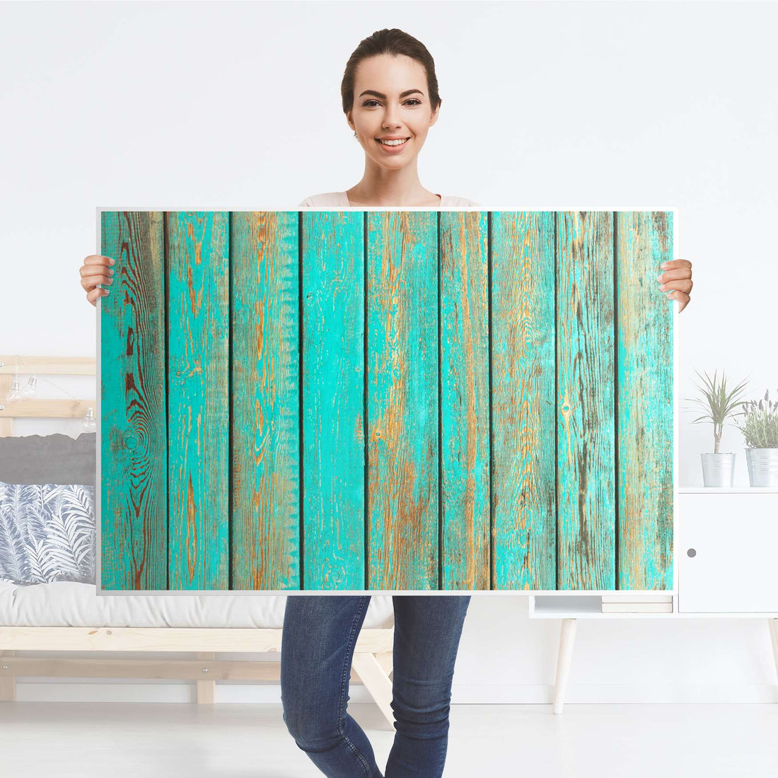 Klebefolie Wooden Aqua - IKEA Lack Tisch 118x78 cm - Folie