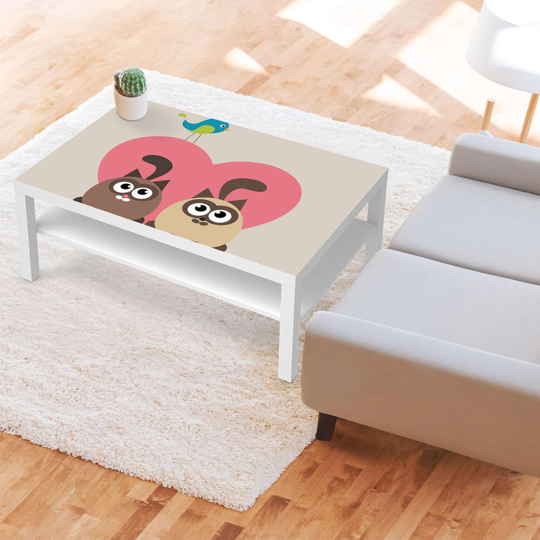 Klebefolie Cats Heart - IKEA Lack Tisch 118x78 cm - Kinderzimmer
