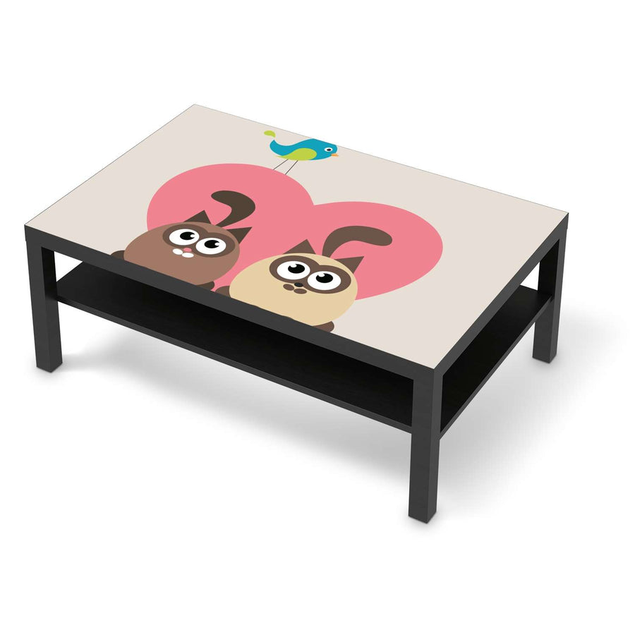 Klebefolie Cats Heart - IKEA Lack Tisch 118x78 cm - schwarz