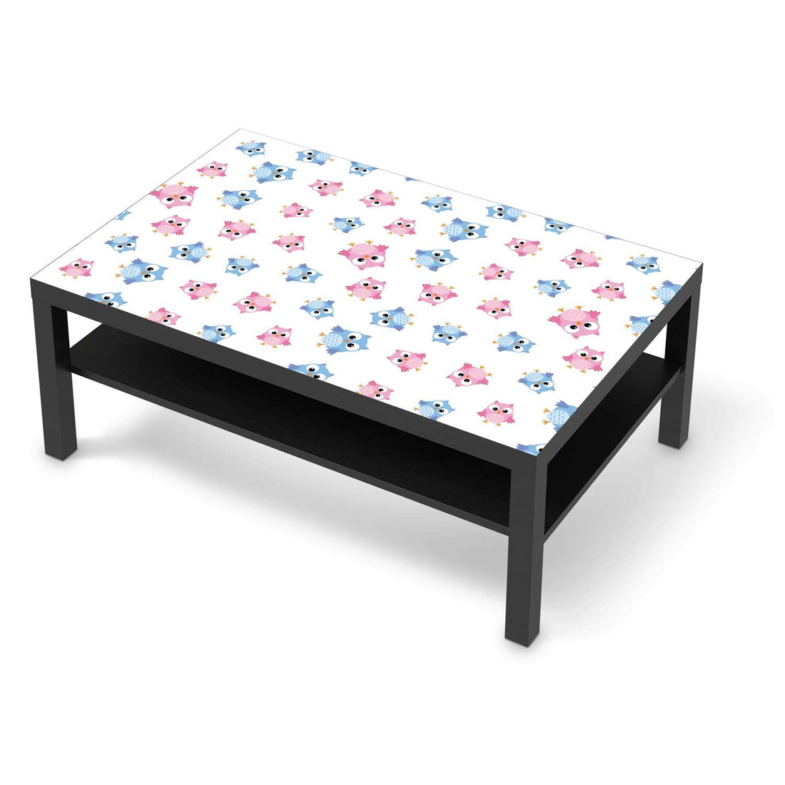 Klebefolie Eulenparty - IKEA Lack Tisch 118x78 cm - schwarz