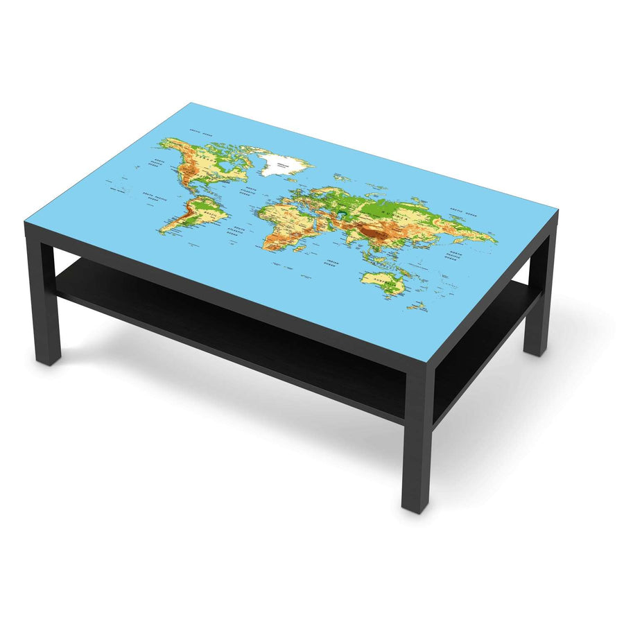 Klebefolie Geografische Weltkarte - IKEA Lack Tisch 118x78 cm - schwarz