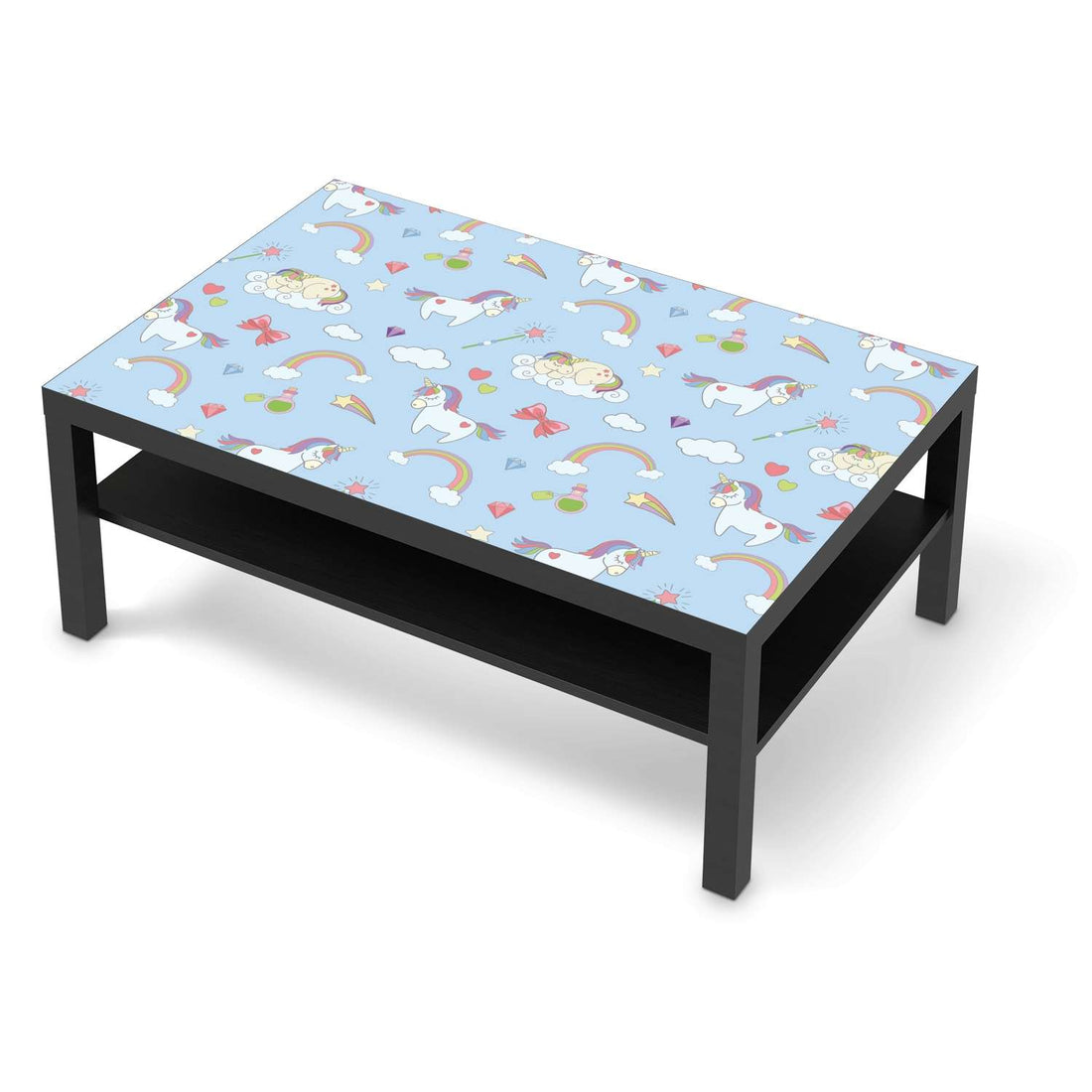 Klebefolie Rainbow Unicorn - IKEA Lack Tisch 118x78 cm - schwarz