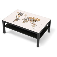 Klebefolie World Map - Braun - IKEA Lack Tisch 118x78 cm - schwarz