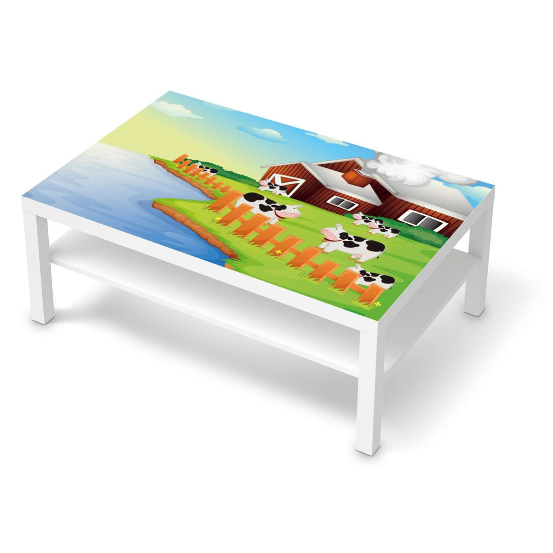 Klebefolie Cowfarm 2 - IKEA Lack Tisch 118x78 cm - weiss