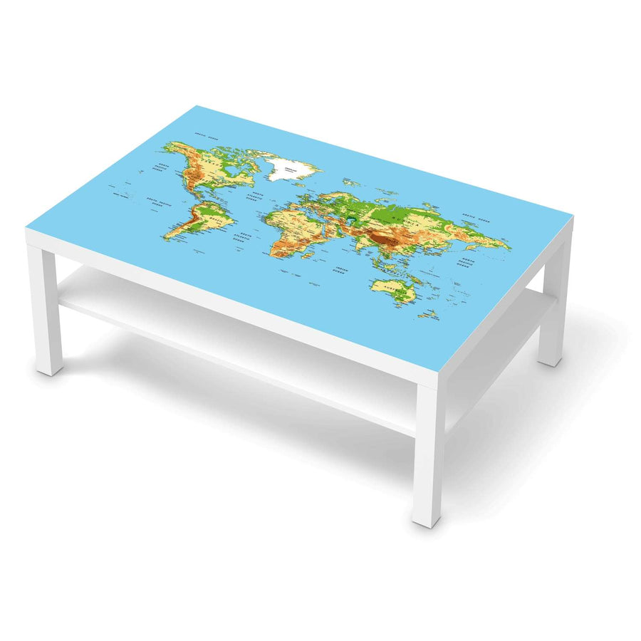Klebefolie Geografische Weltkarte - IKEA Lack Tisch 118x78 cm - weiss
