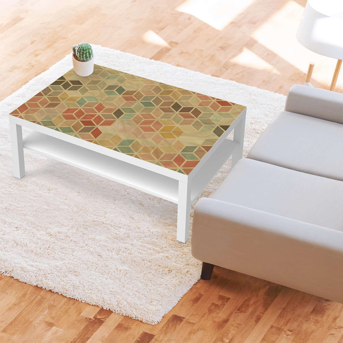 Klebefolie 3D Retro - IKEA Lack Tisch 118x78 cm - Wohnzimmer