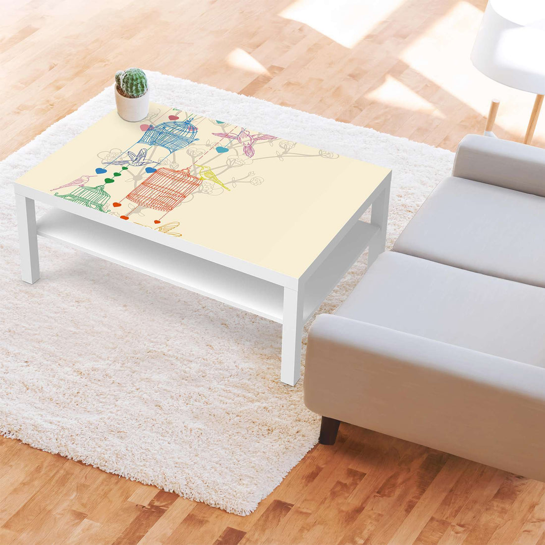 Klebefolie Birdcage - IKEA Lack Tisch 118x78 cm - Wohnzimmer