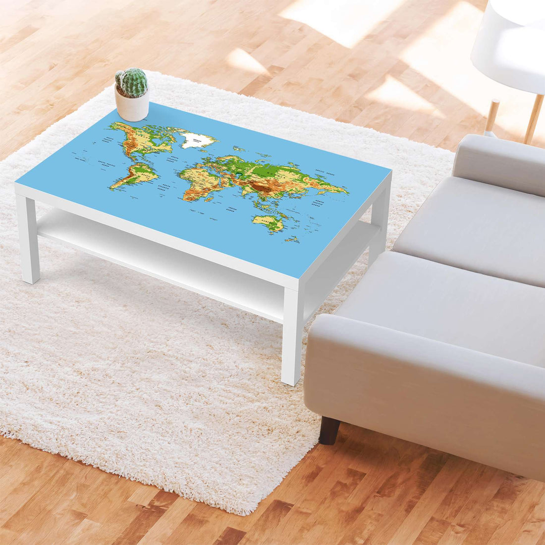 Klebefolie Geografische Weltkarte - IKEA Lack Tisch 118x78 cm - Wohnzimmer