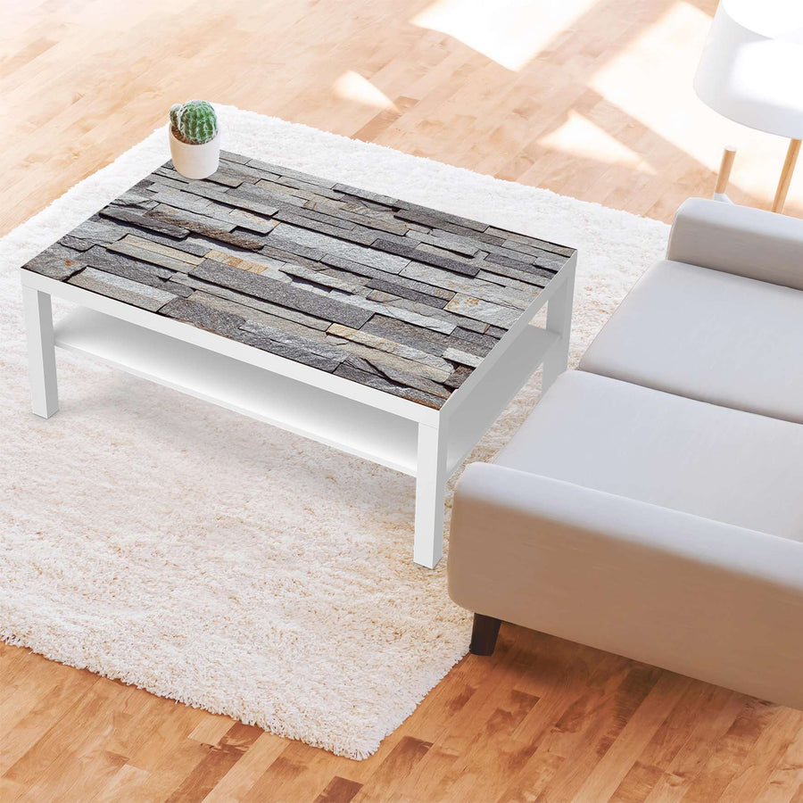 Klebefolie Granit-Wand - IKEA Lack Tisch 118x78 cm - Wohnzimmer