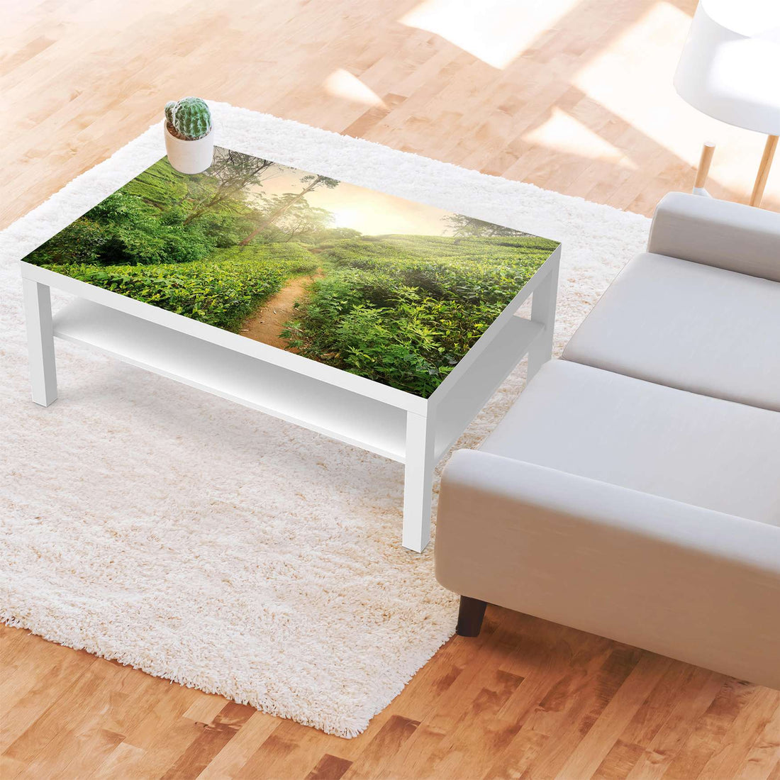 Klebefolie Green Tea Fields - IKEA Lack Tisch 118x78 cm - Wohnzimmer