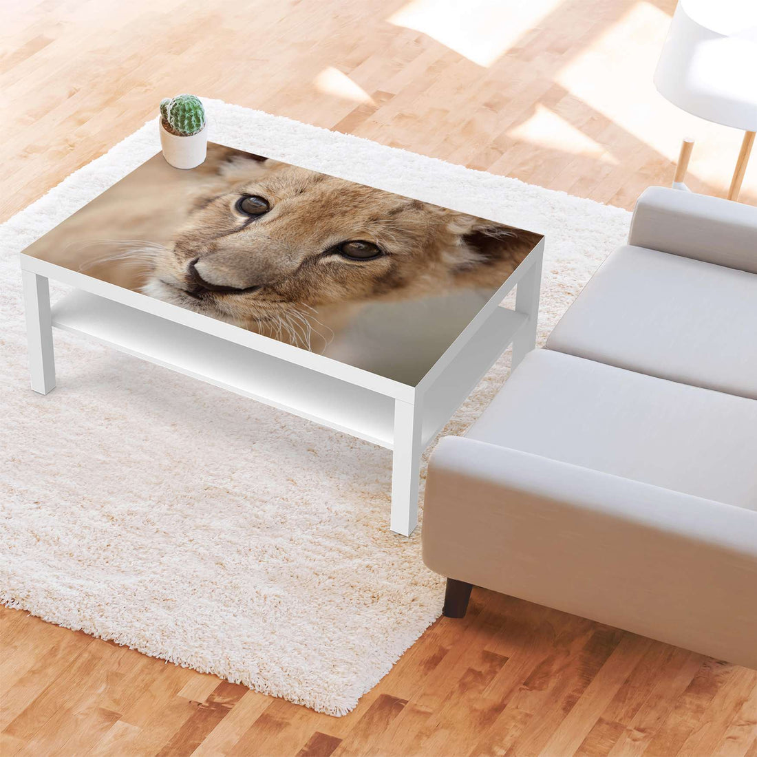 Klebefolie Simba - IKEA Lack Tisch 118x78 cm - Wohnzimmer