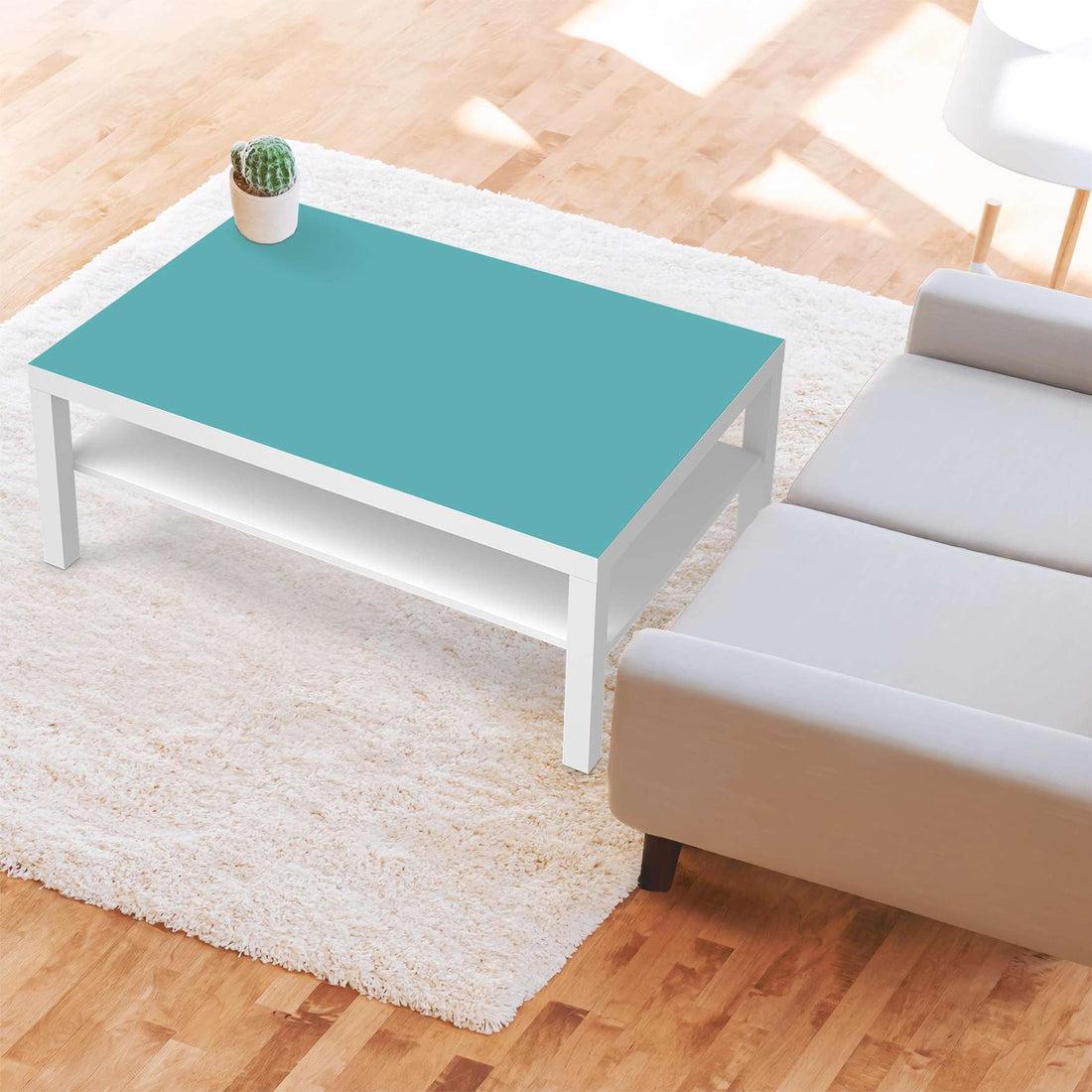 Klebefolie Türkisgrün Light - IKEA Lack Tisch 118x78 cm - Wohnzimmer