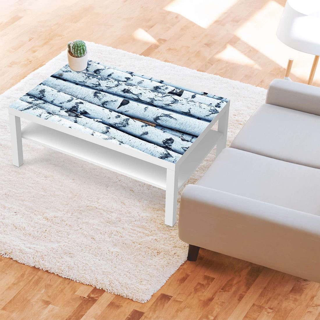 Klebefolie Weisses Buschwerk - IKEA Lack Tisch 118x78 cm - Wohnzimmer