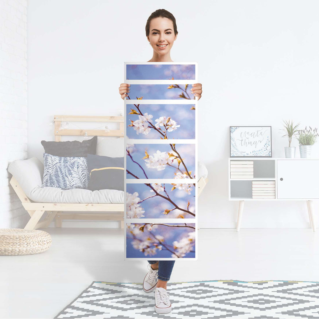 Klebefolie Apple Blossoms - IKEA Malm Kommode 6 Schubladen (schmal) - Folie
