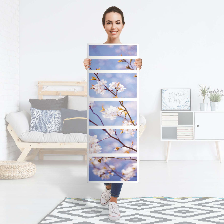 Klebefolie Apple Blossoms - IKEA Malm Kommode 6 Schubladen (schmal) - Folie