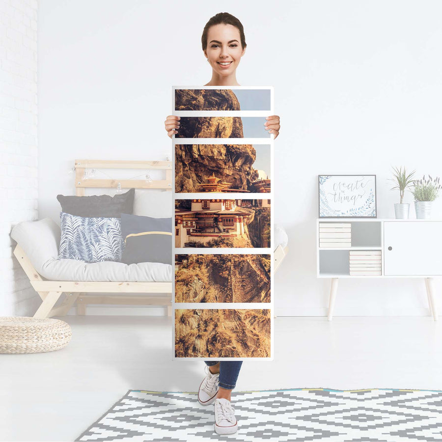 Klebefolie Bhutans Paradise - IKEA Malm Kommode 6 Schubladen (schmal) - Folie