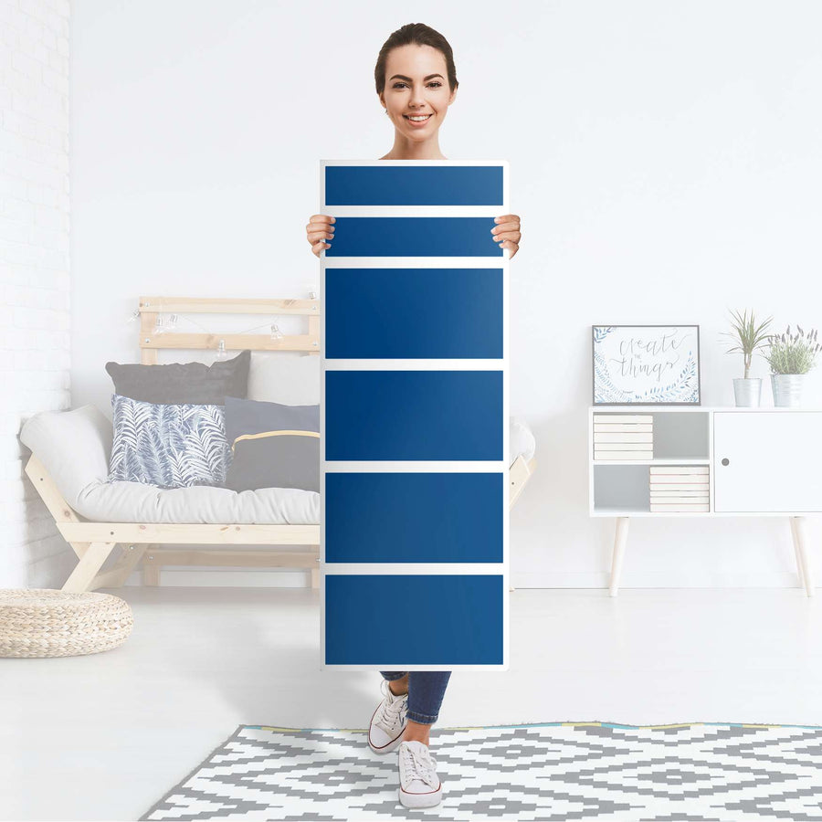 Klebefolie Blau Dark - IKEA Malm Kommode 6 Schubladen (schmal) - Folie
