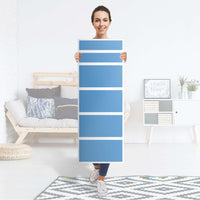 Klebefolie Blau Light - IKEA Malm Kommode 6 Schubladen (schmal) - Folie