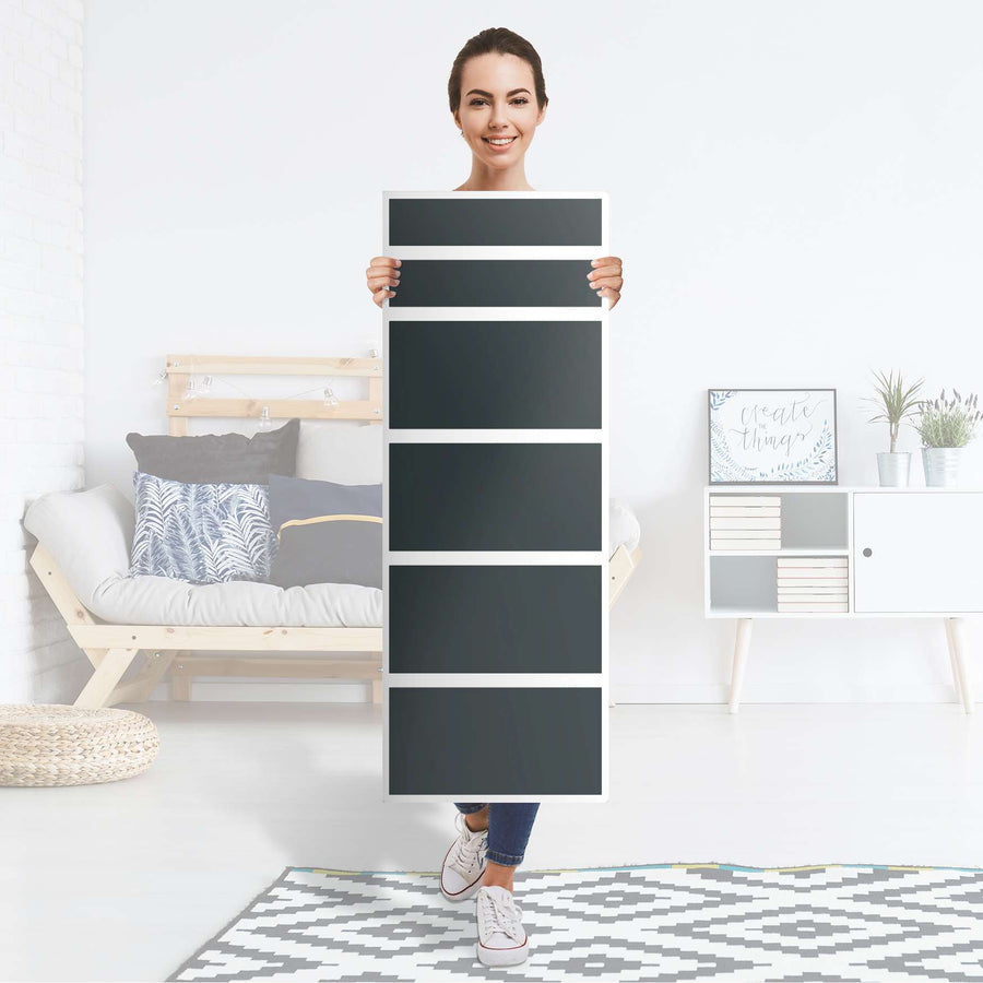 Klebefolie Blaugrau Dark - IKEA Malm Kommode 6 Schubladen (schmal) - Folie