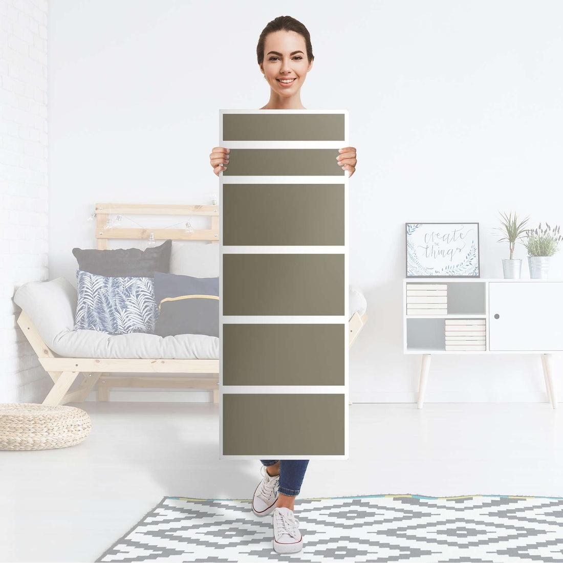Klebefolie Braungrau Light - IKEA Malm Kommode 6 Schubladen (schmal) - Folie