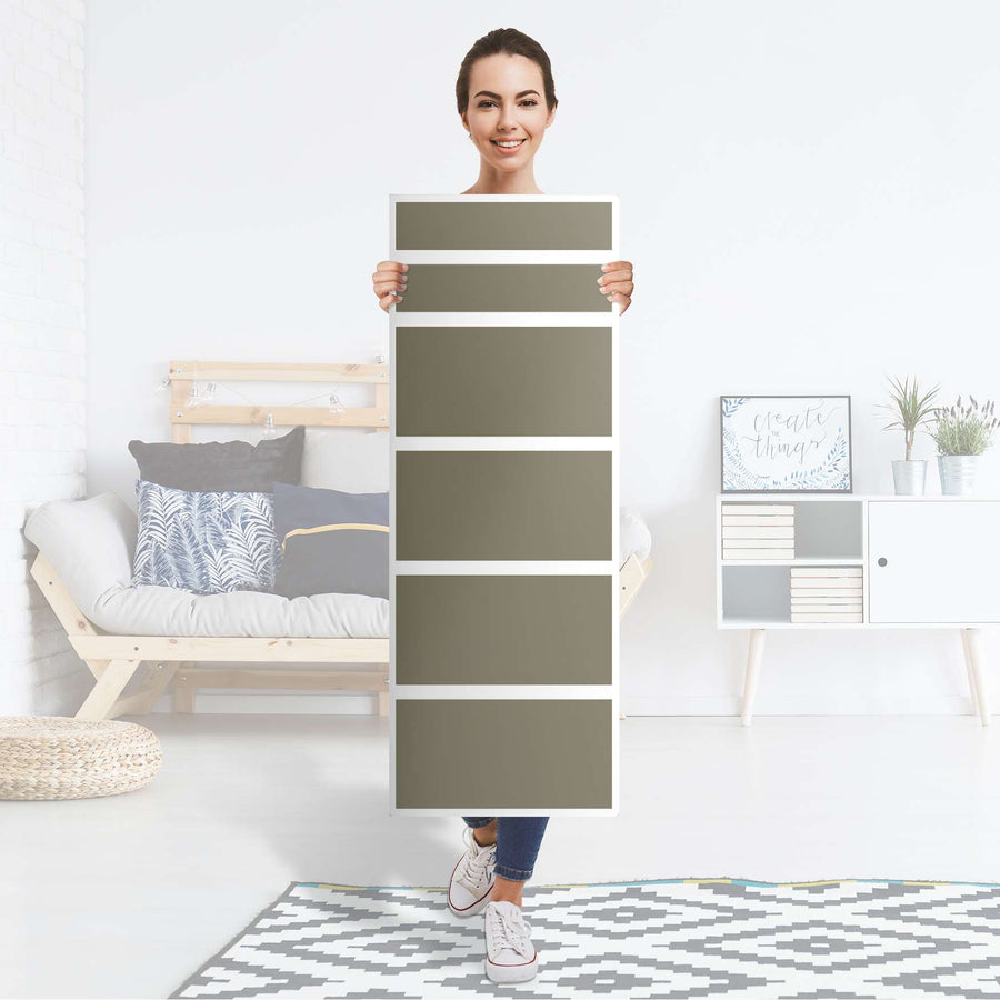 Klebefolie Braungrau Light - IKEA Malm Kommode 6 Schubladen (schmal) - Folie