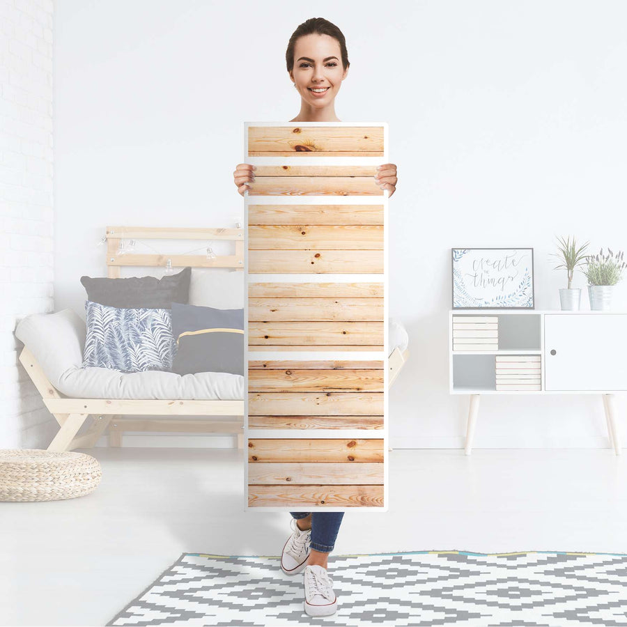 Klebefolie Bright Planks - IKEA Malm Kommode 6 Schubladen (schmal) - Folie