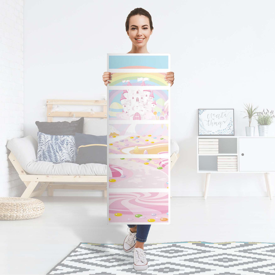 Klebefolie Candyland - IKEA Malm Kommode 6 Schubladen (schmal) - Folie