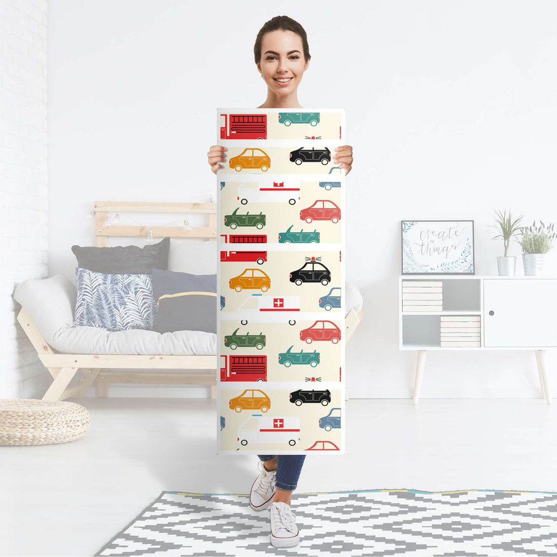 Klebefolie Cars - IKEA Malm Kommode 6 Schubladen (schmal) - Folie