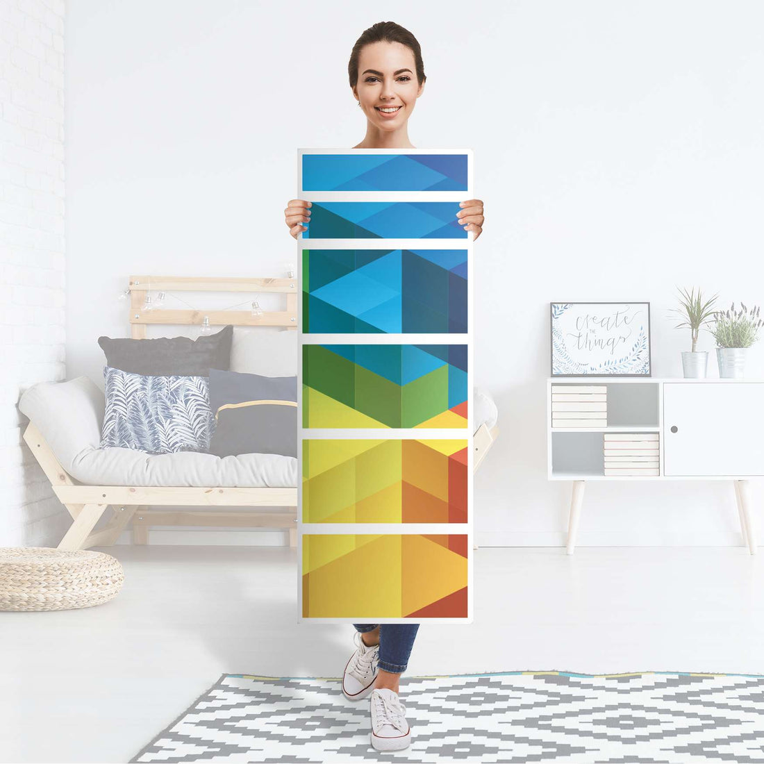 Klebefolie Colored Cubes - IKEA Malm Kommode 6 Schubladen (schmal) - Folie