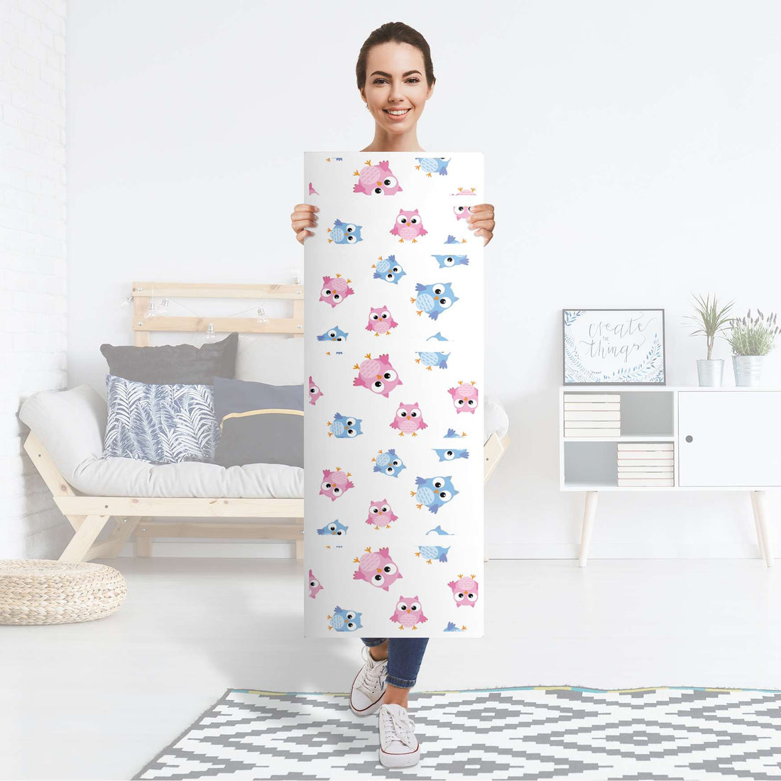 Klebefolie Eulenparty - IKEA Malm Kommode 6 Schubladen (schmal) - Folie