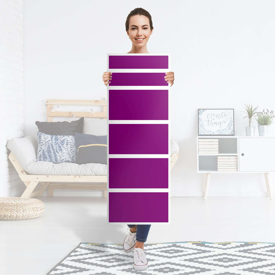 Klebefolie Flieder Dark - IKEA Malm Kommode 6 Schubladen (schmal) - Folie