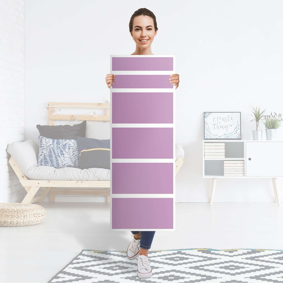 Klebefolie Flieder Light - IKEA Malm Kommode 6 Schubladen (schmal) - Folie