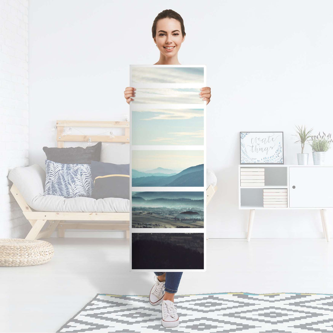 Klebefolie Fog Village - IKEA Malm Kommode 6 Schubladen (schmal) - Folie