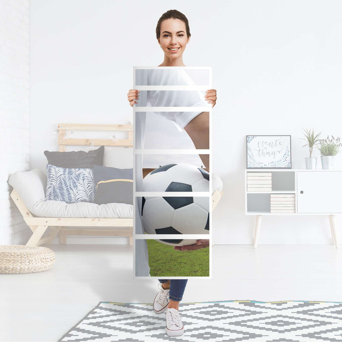 Klebefolie Footballmania - IKEA Malm Kommode 6 Schubladen (schmal) - Folie