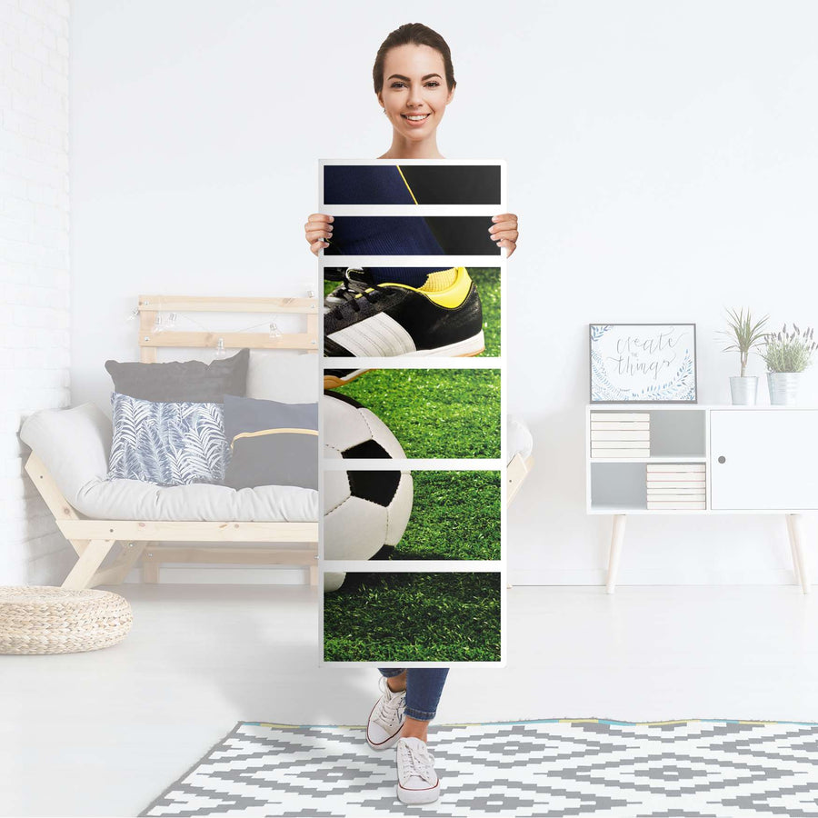 Klebefolie Fussballstar - IKEA Malm Kommode 6 Schubladen (schmal) - Folie