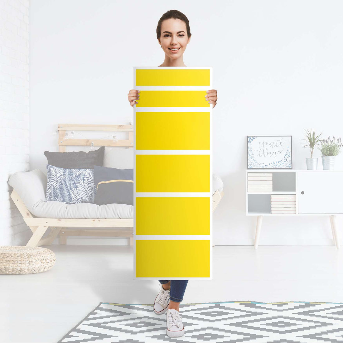 Klebefolie Gelb Dark - IKEA Malm Kommode 6 Schubladen (schmal) - Folie