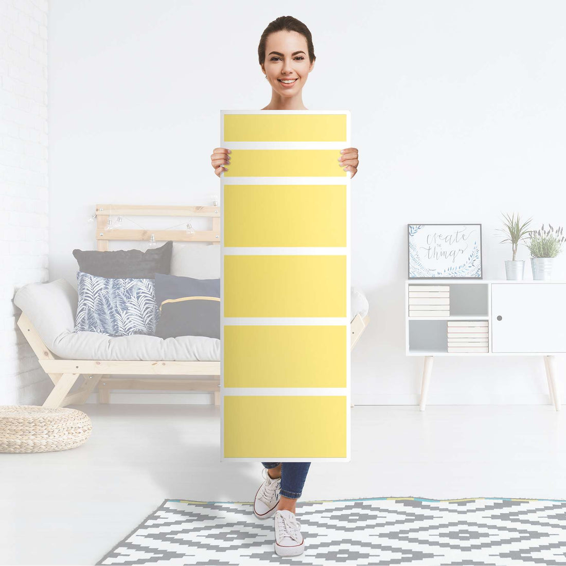 Klebefolie Gelb Light - IKEA Malm Kommode 6 Schubladen (schmal) - Folie