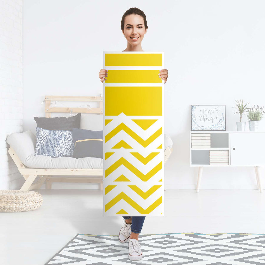 Klebefolie Gelbe Zacken - IKEA Malm Kommode 6 Schubladen (schmal) - Folie