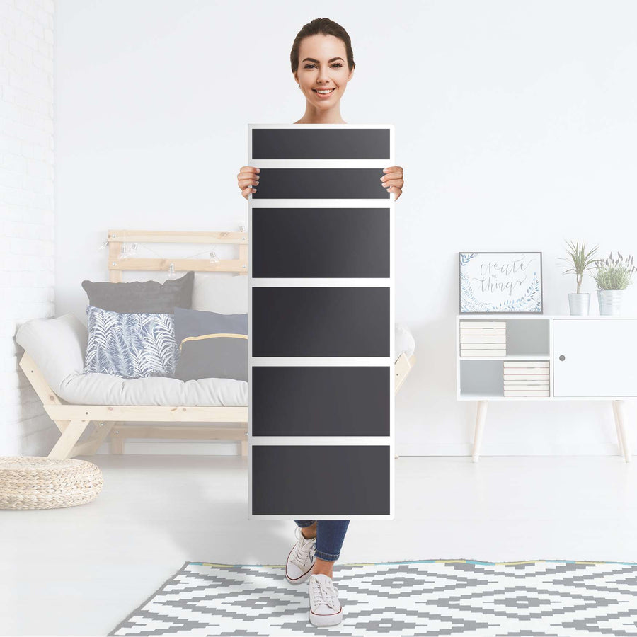 Klebefolie Grau Dark - IKEA Malm Kommode 6 Schubladen (schmal) - Folie