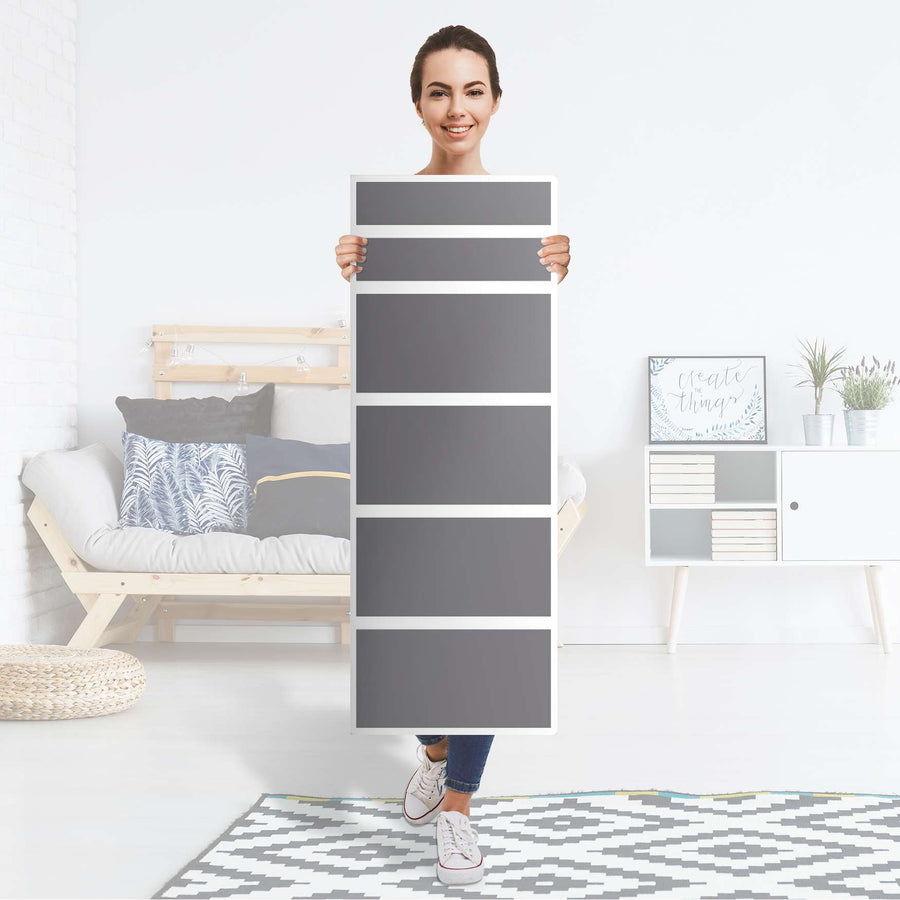 Klebefolie Grau Light - IKEA Malm Kommode 6 Schubladen (schmal) - Folie