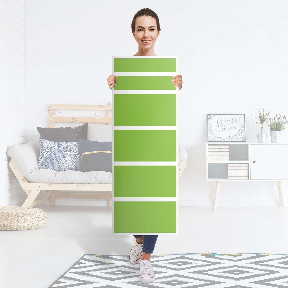 Klebefolie Hellgrün Dark - IKEA Malm Kommode 6 Schubladen (schmal) - Folie