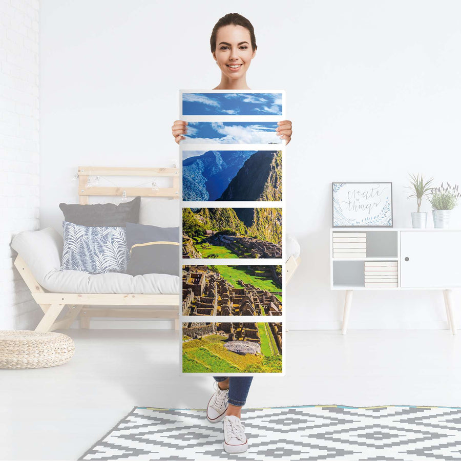 Klebefolie Machu Picchu - IKEA Malm Kommode 6 Schubladen (schmal) - Folie