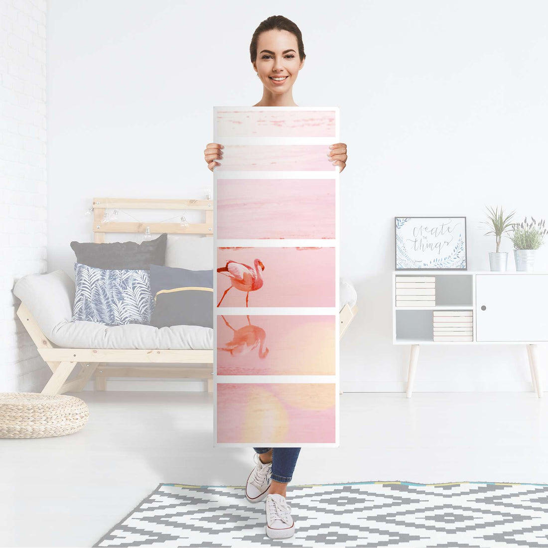 Klebefolie Mr. Flamingo - IKEA Malm Kommode 6 Schubladen (schmal) - Folie