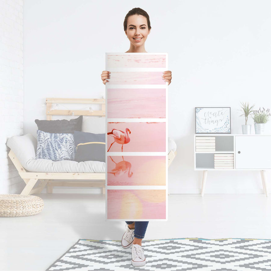 Klebefolie Mr. Flamingo - IKEA Malm Kommode 6 Schubladen (schmal) - Folie